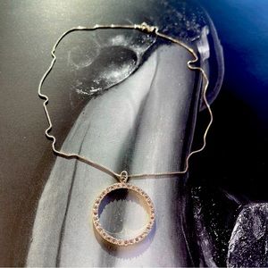 925 Sterling Silver Crystal Circle Pendant Necklace